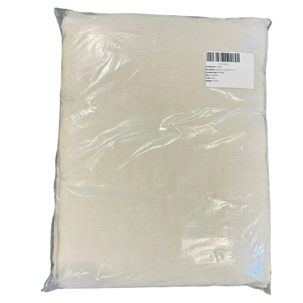 Quince European Linen Duvet Cover in Sand Full / Queen - New - Picture 4 of 5